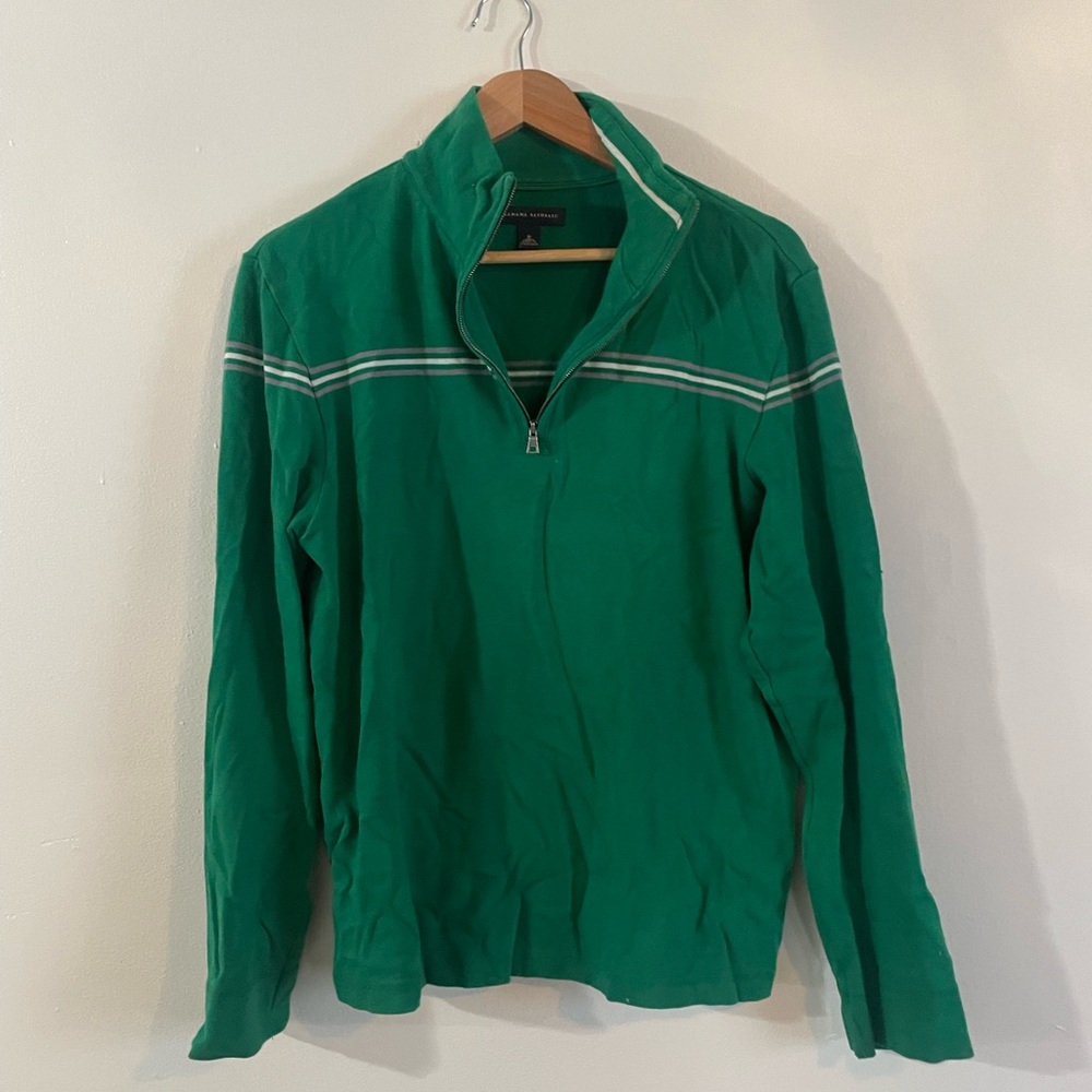 Vintage Green Pinstripe Quarter Zip | Men’s Size M | Banana Republic Original
